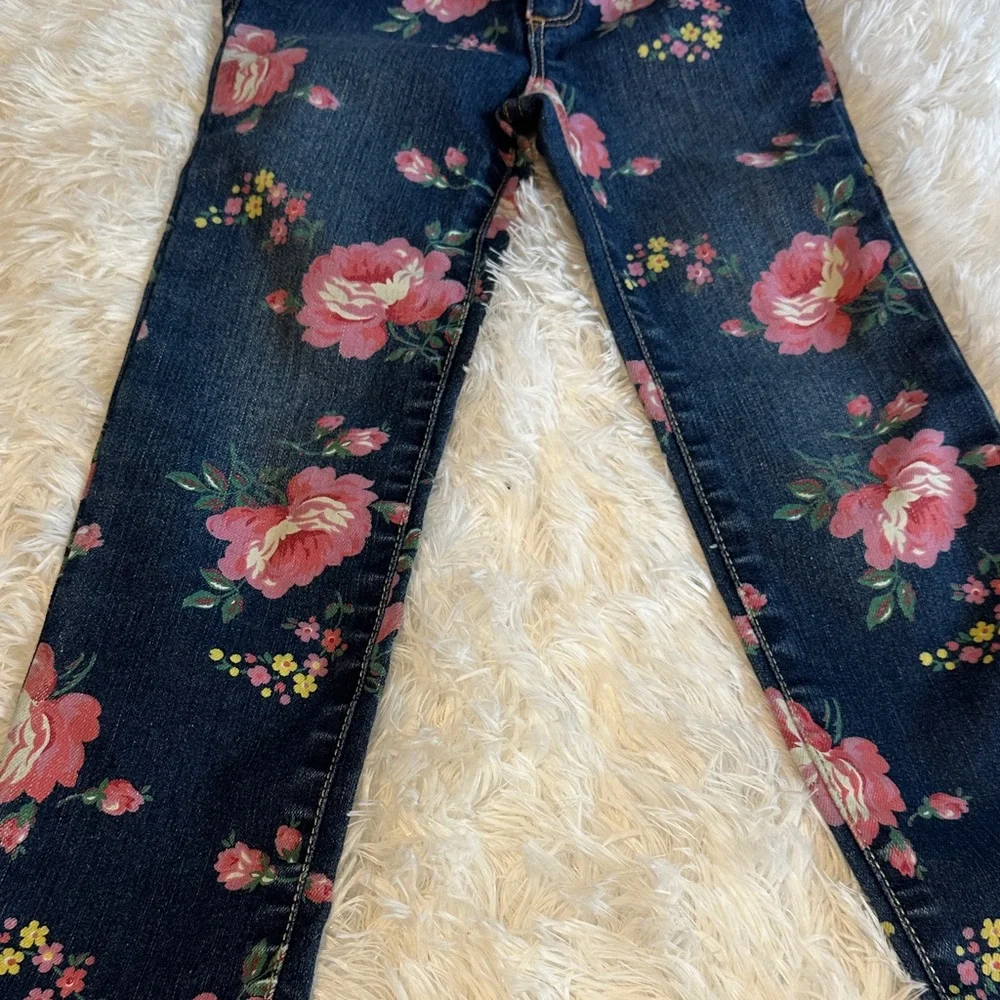 🎀🆕 GAP Girls Dark Blue Floral Jeans 5T